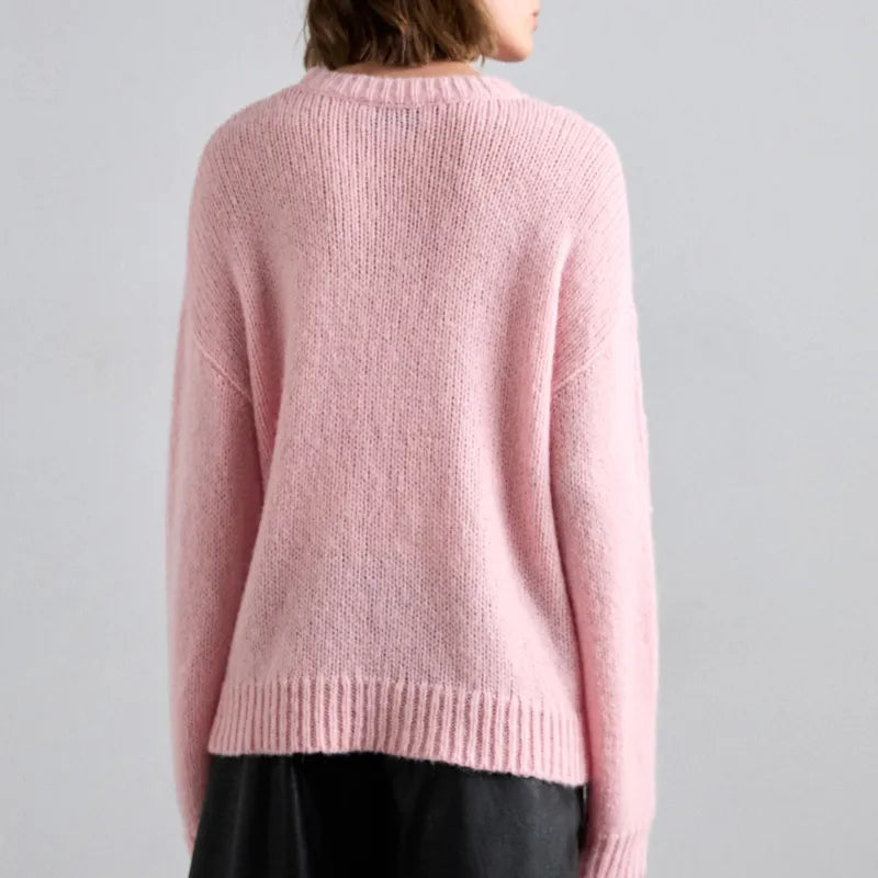Vermène™ - Pull en maille torsadée à effet broderie