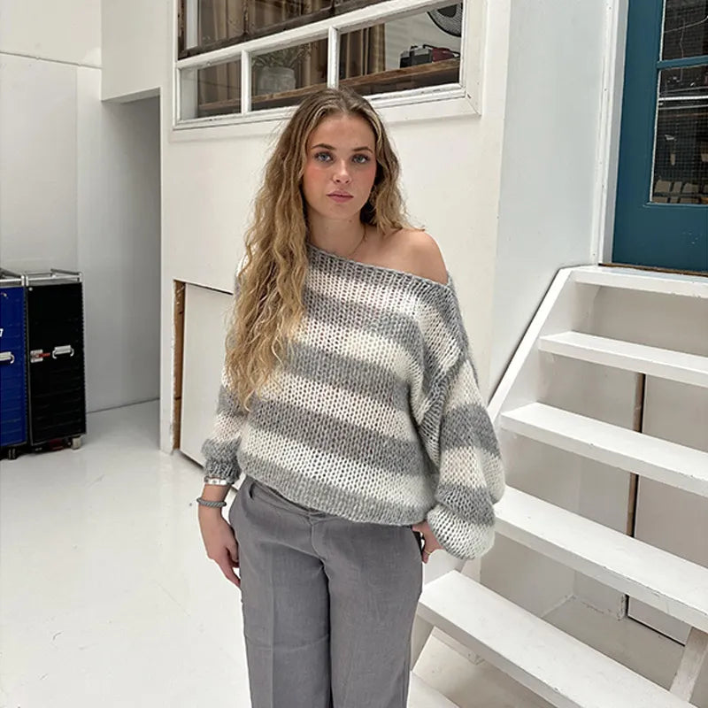 Manon™ - Pull tricoté rayé à coupe ample