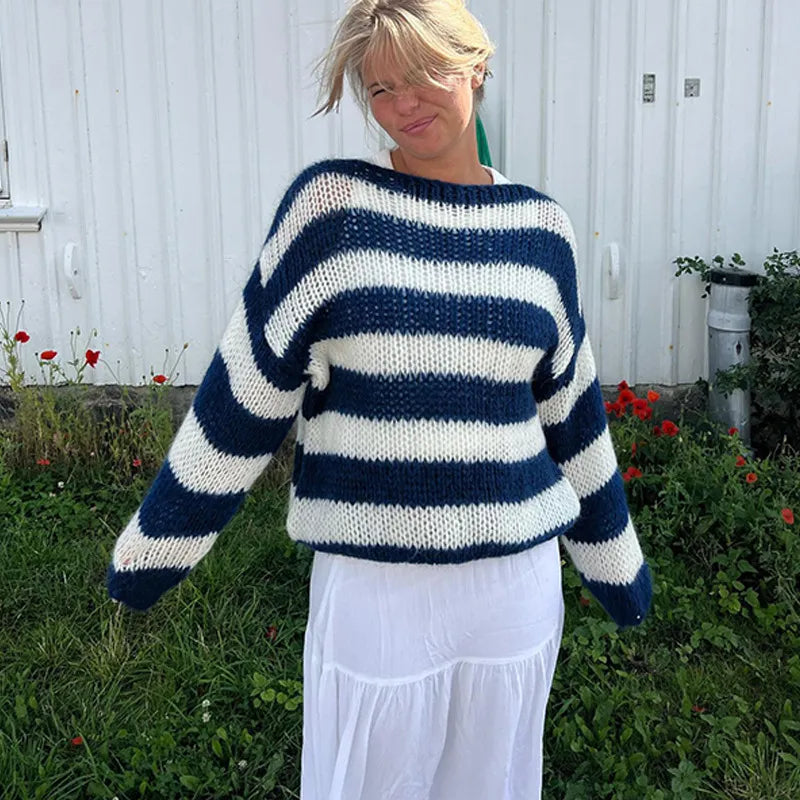 Manon™ - Pull tricoté rayé à coupe ample
