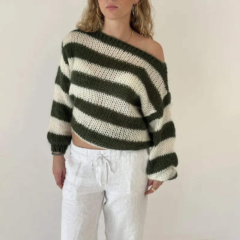 Manon™ - Pull tricoté rayé à coupe ample