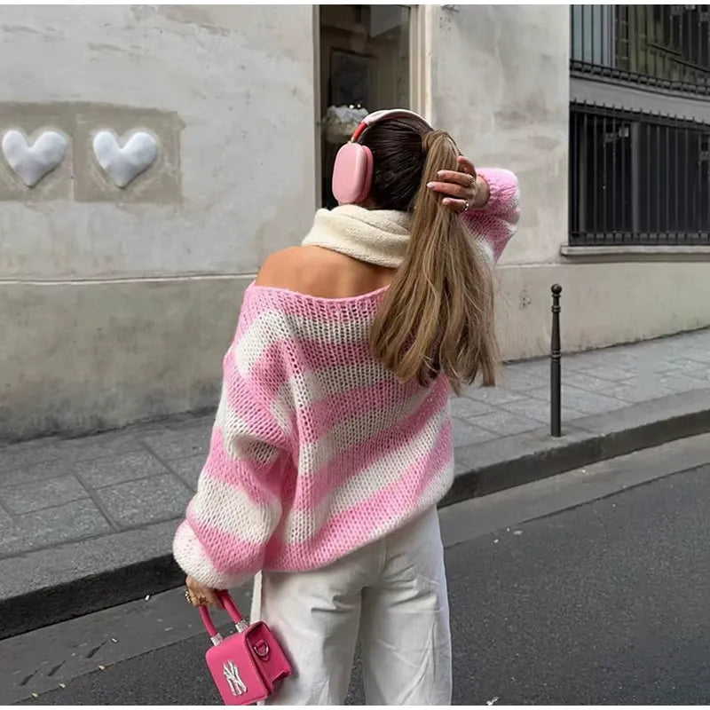 Manon™ - Pull tricoté rayé à coupe ample