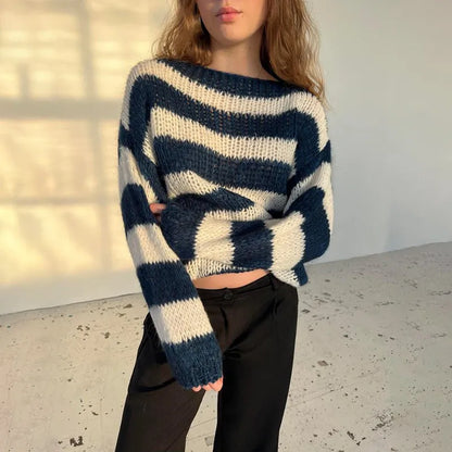 Manon™ - Pull tricoté rayé à coupe ample